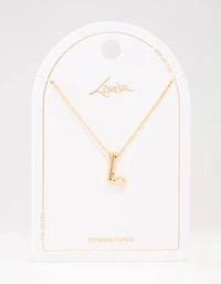 Gold Plated Bubble Letter L Necklace