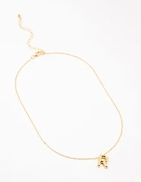 Gold Plated Bubble R Letter Necklace