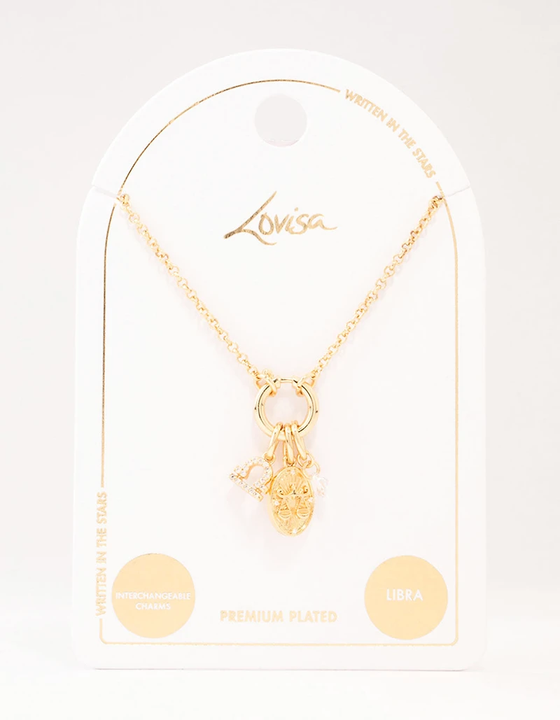 Gold Plated Libra Charm Necklace