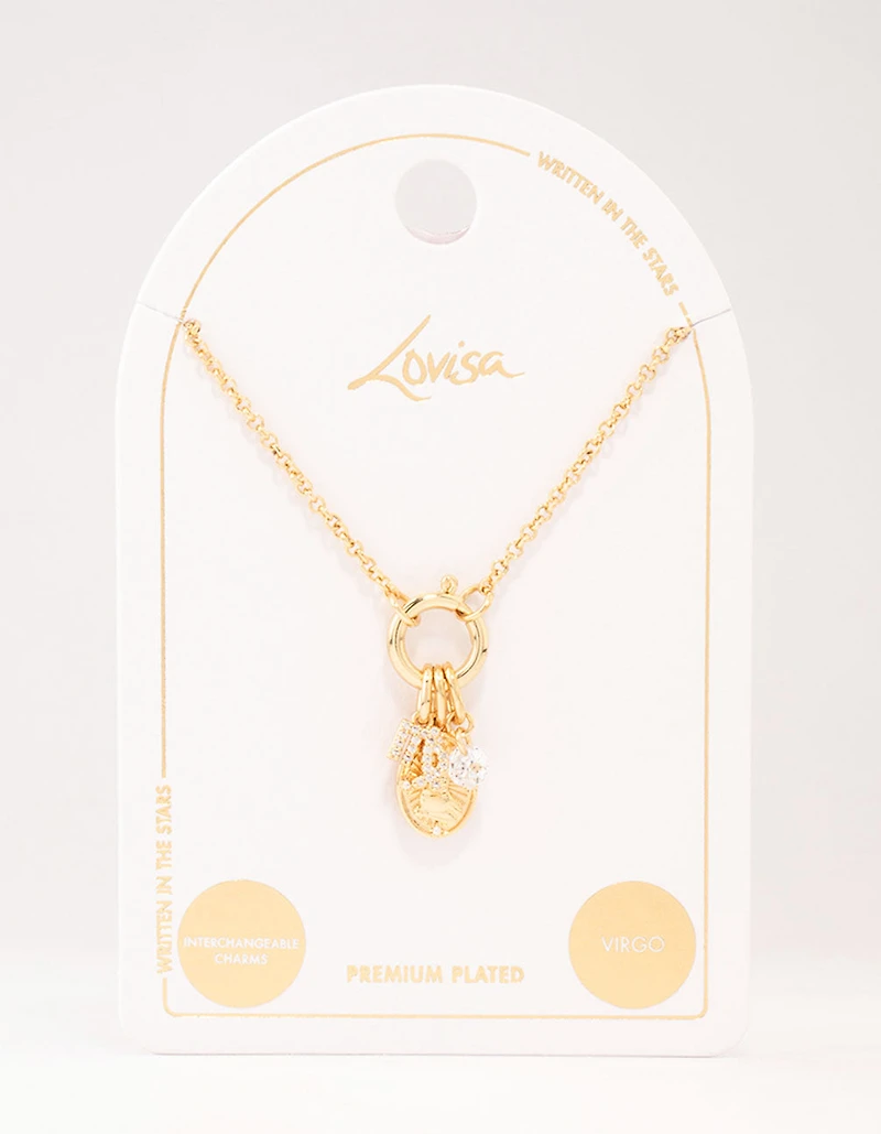 Gold Plated Virgo Charm Necklace