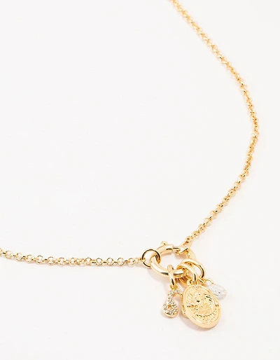 Collier à breloques Lion plaqué or