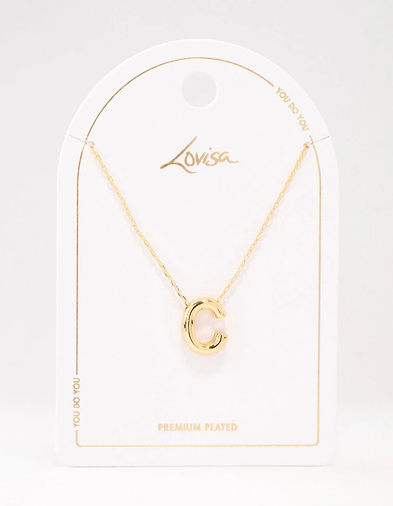 Gold Plated Bubble Letter C Necklace
