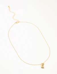 Gold Plated Bubble Letter E Necklace