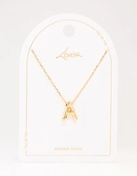 Gold Plated Bubble Letter A Necklace