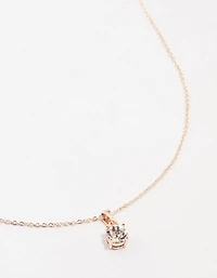 Rose Gold Czech Bohemia Crystal Solitaire Necklace