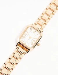 Gold Roman Numerals Rectangle Watch