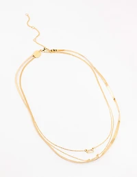 Gold Plated Snake & Diamante Crystal Layered Necklace
