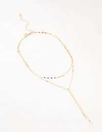 Gold Plated Flat Cable Layered Y-Necklace