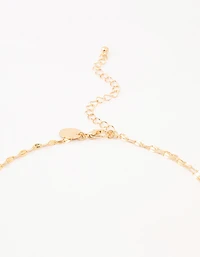 Gold Plated Flat Cable Layered Y-Necklace