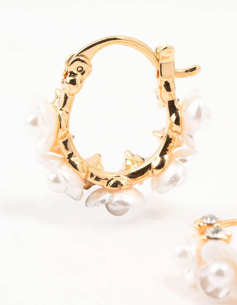 Gold Plated Mini Acrylic Flower Hoop Earrings