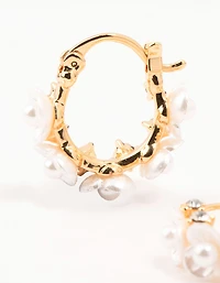 Gold Plated Mini Acrylic Flower Hoop Earrings