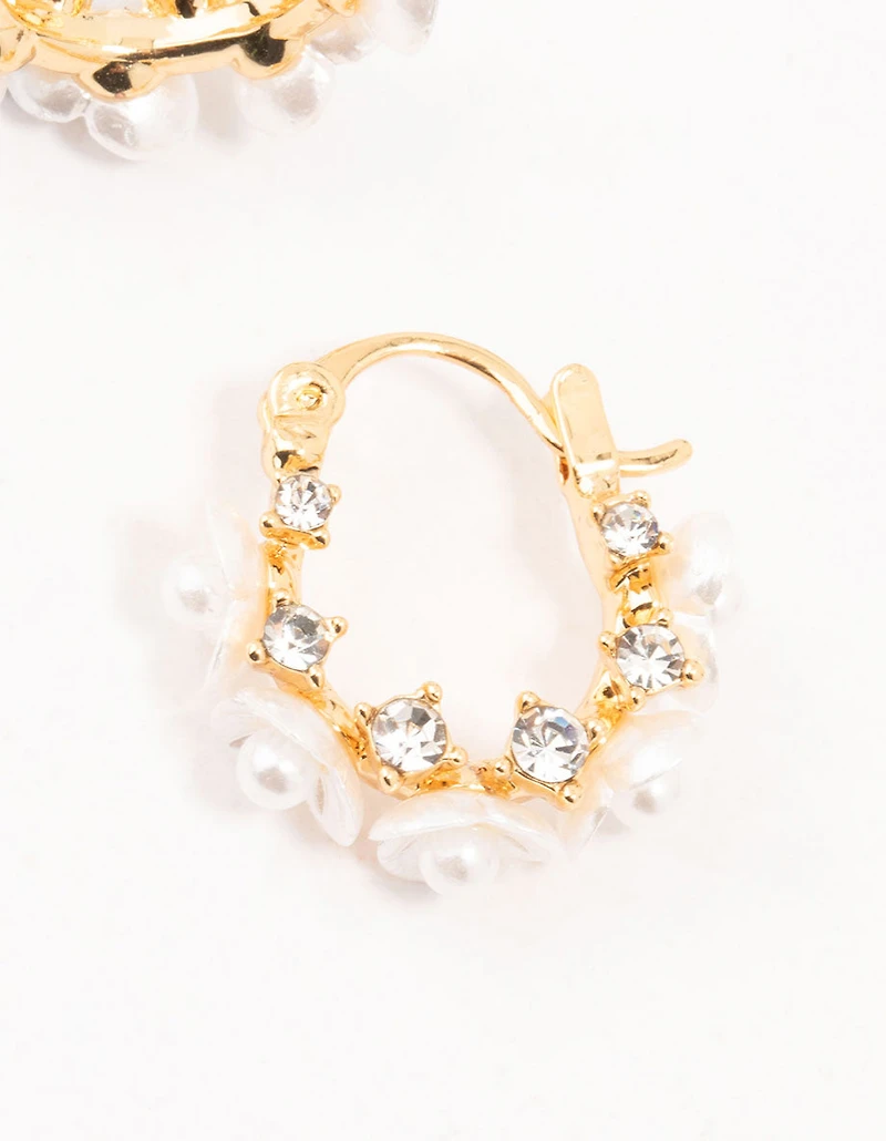 Gold Plated Mini Acrylic Flower Hoop Earrings
