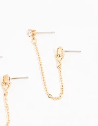 Gold Evil Eye & Hamsa Hand Chain Earrings 3-Pack