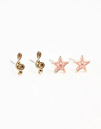 Gold Star Cow Girl Earrings 3-Pack