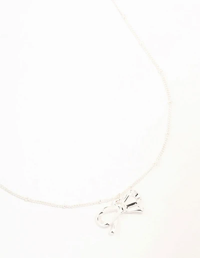 Collier nœud plaqué argent et chaîne à boule