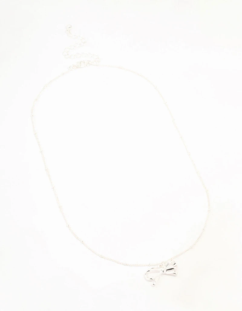 Collier nœud plaqué argent et chaîne à boule