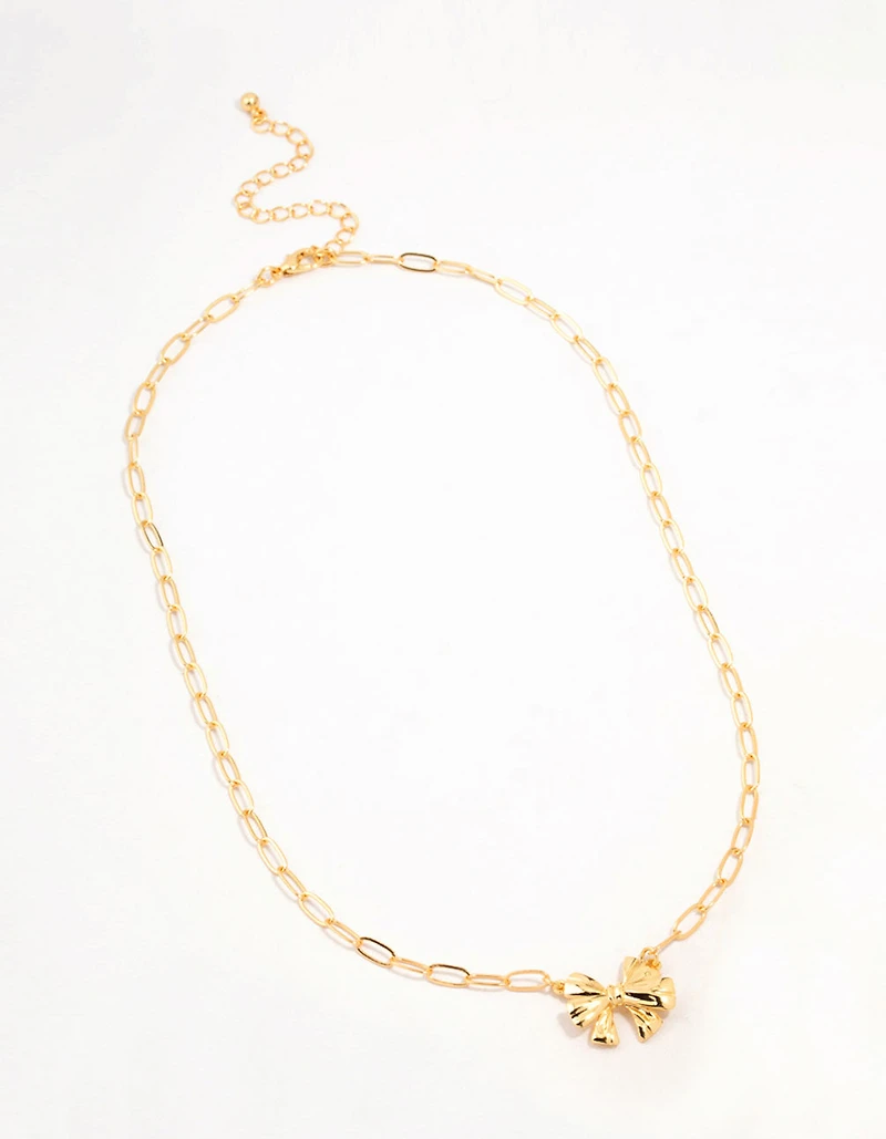 Real Gold Plated Bow Link Necklace