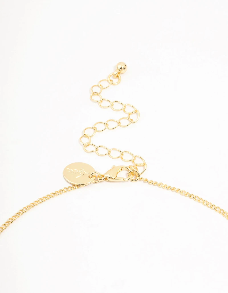 Real Gold Plated Mini Bows Station Necklace
