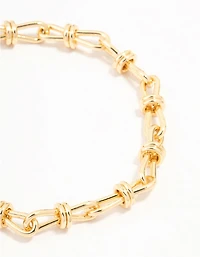 Gold Plated Brass Bow Link Bracelet