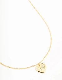 Real Gold Plated Heart Bow Locket Pendant Necklace