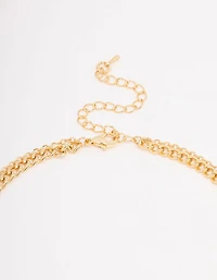Collier en couches de chaîne de curb en diamants plaqué or
