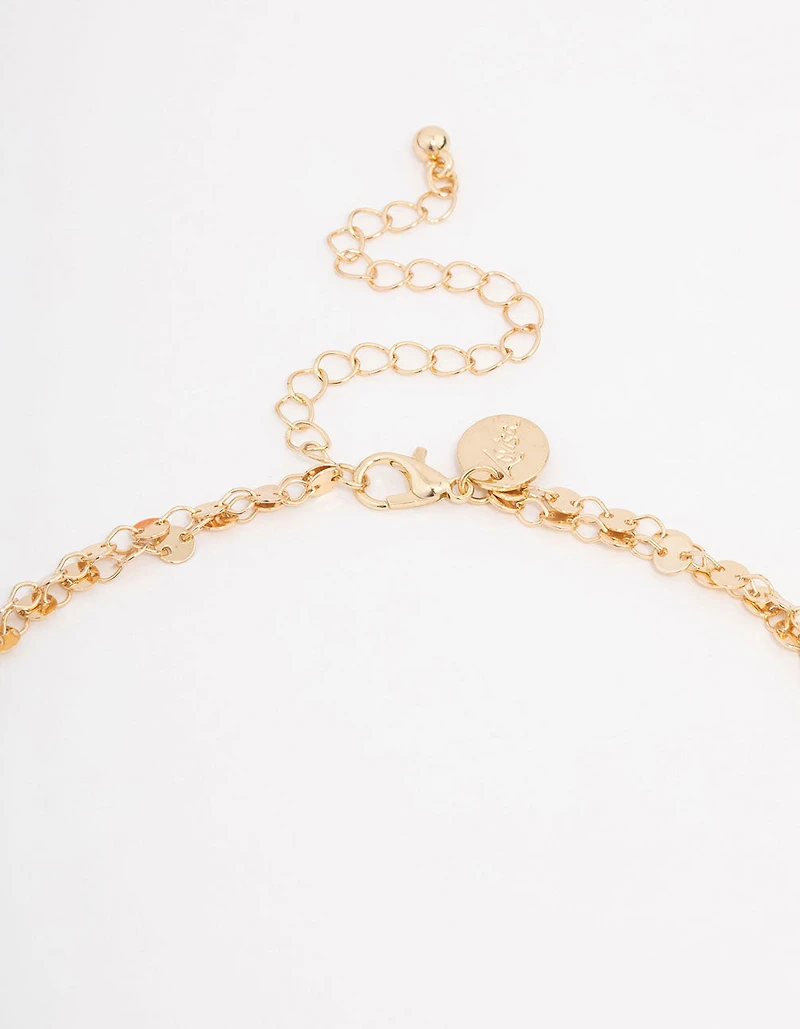 Gold Plated Round Link Layered Y-Necklace