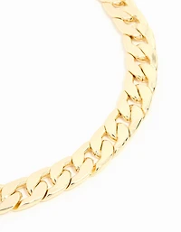 Gold Plated Flat Curb Chain Bracelet