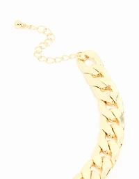 Gold Plated Flat Curb Chain Bracelet