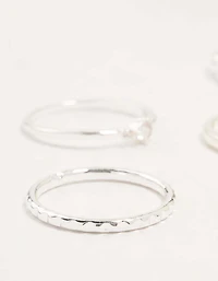 Silver Plated Dainty Diamante Stacking Rings 5-Pack