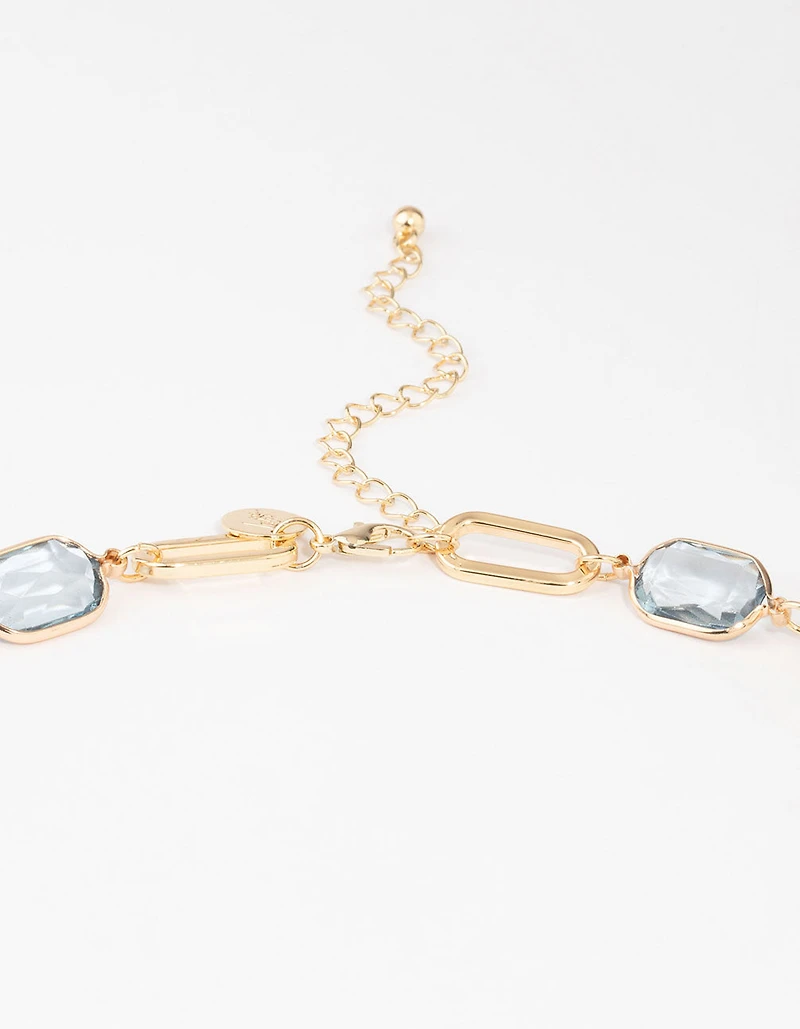 Gold Organic Stone Station Necklace