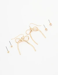 Gold Bow Earrings 3-Pack
