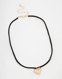 Gold Heart Cord Necklace