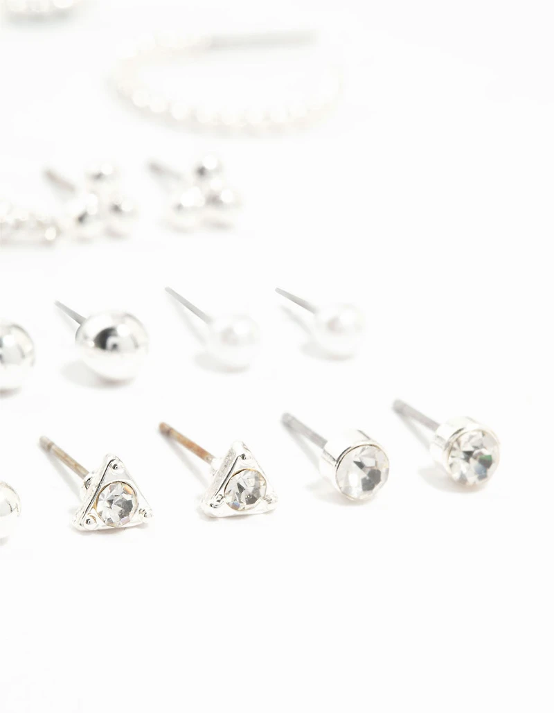 Silver Multiple Stud & Hoop Earrings 20-Pack