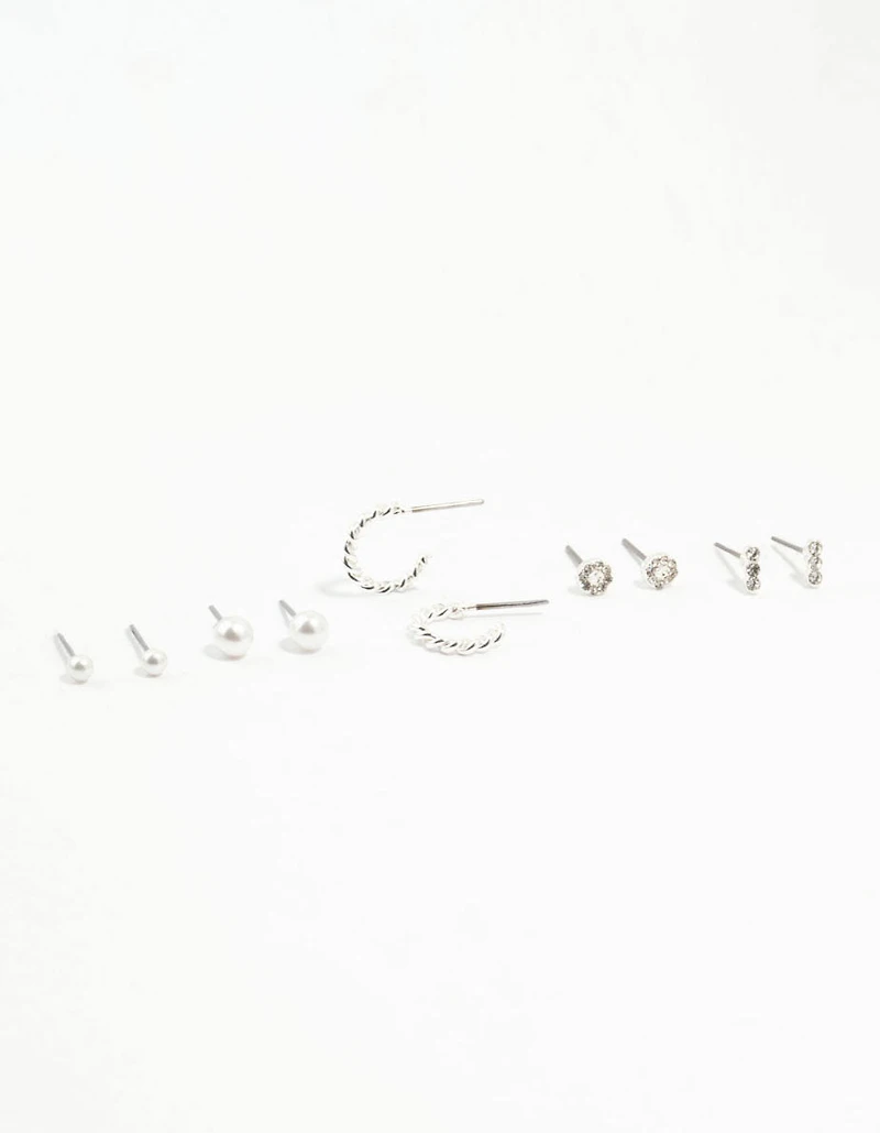 Pearl & Diamante Earrings 5-Pack