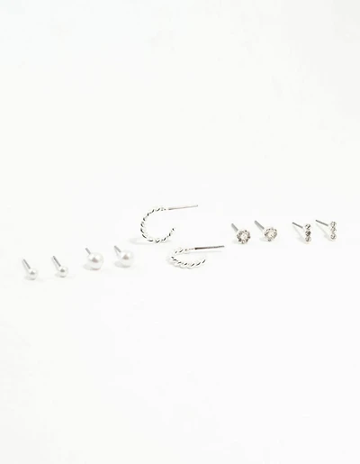 Pearl & Diamante Earrings 5-Pack