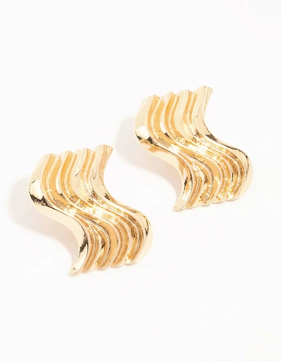 Boucles d’oreilles en or nervurées à ondes