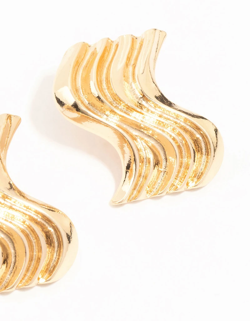 Boucles d’oreilles en or nervurées à ondes