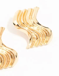 Boucles d’oreilles en or nervurées à ondes