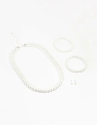 Double Beaded Strand Pearl Jewellery Set