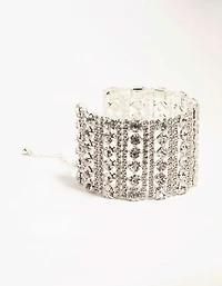 Silver Diamante Caged Wrist Cuff