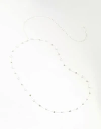 Silver Pearl & Diamante Station Waist Chain