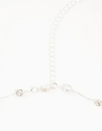 Silver Pearl & Diamante Station Waist Chain