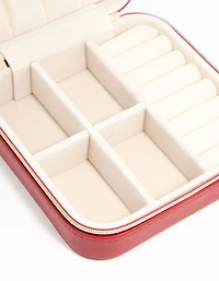 Red PU Leather Square Jewellery Case