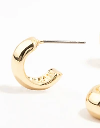 Gold Plated Brass Chunky Hoop Earrings 3-Pack