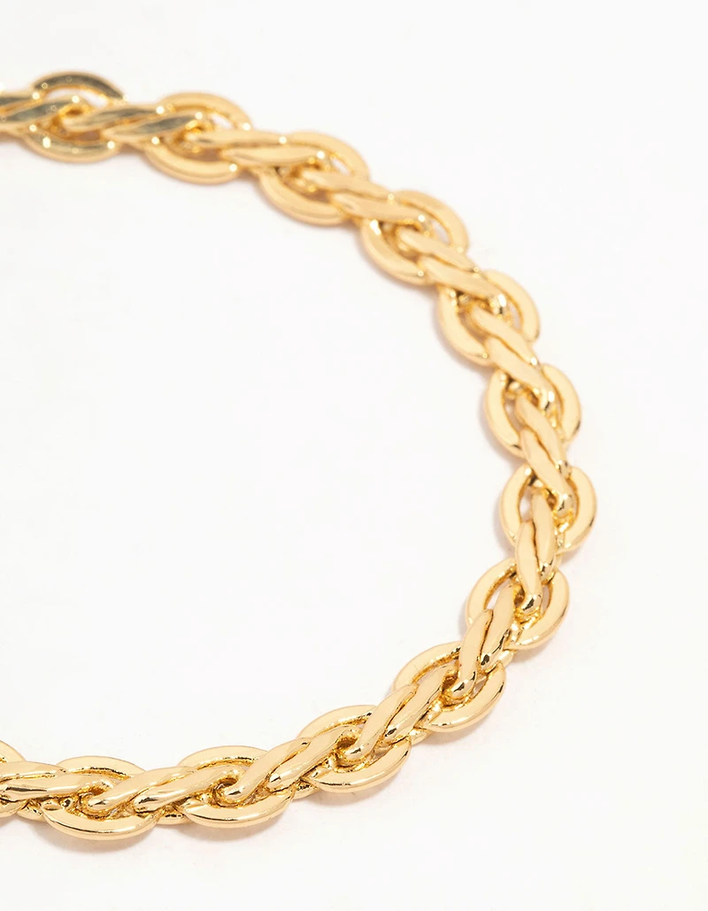 Bracelet classique tressé en laiton plaqué or