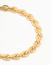 Bracelet classique tressé en laiton plaqué or