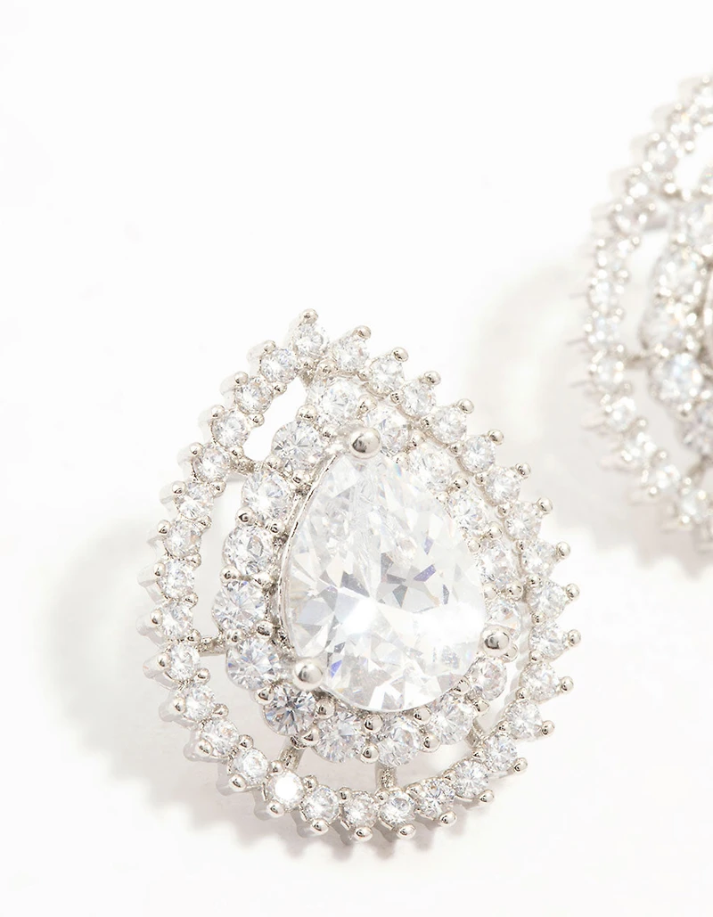 Silver Diamante Snowflake & Pearl Drop Earrings