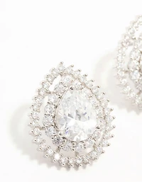 Silver Diamante Snowflake & Pearl Drop Earrings