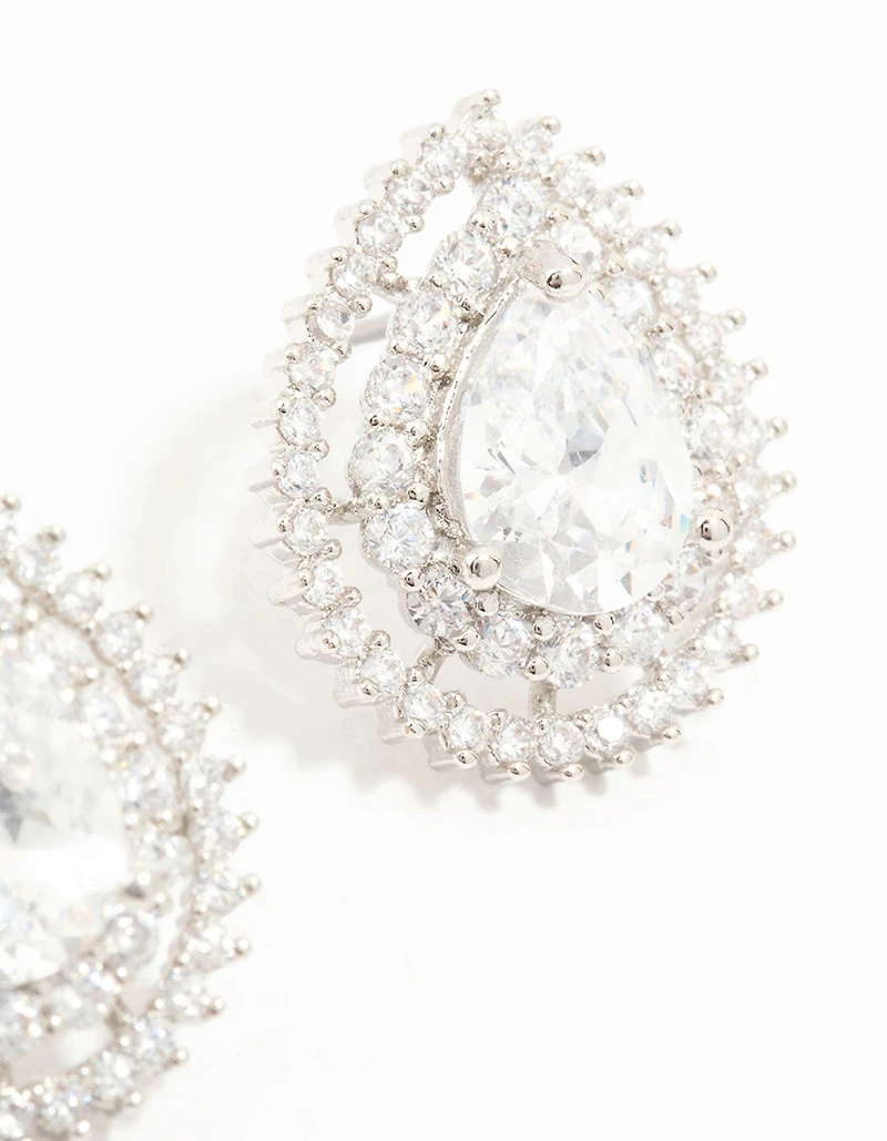 Silver Diamante Snowflake & Pearl Drop Earrings
