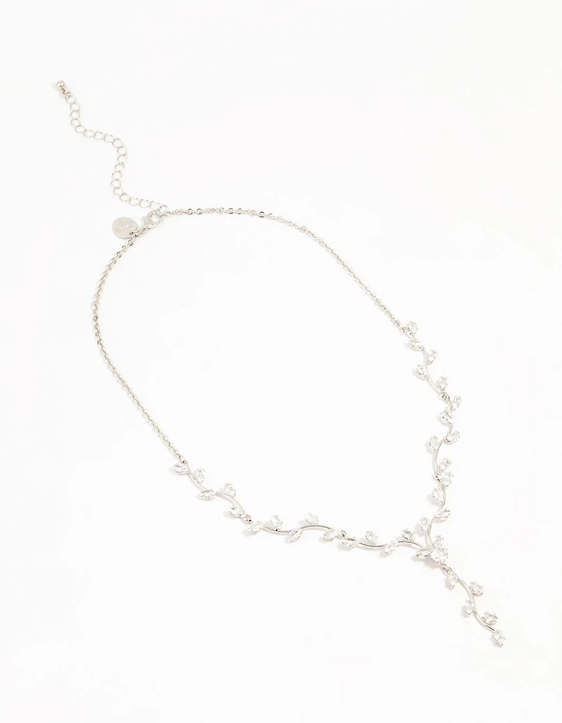Silver Cubic Zirconia Vine Y-Necklace